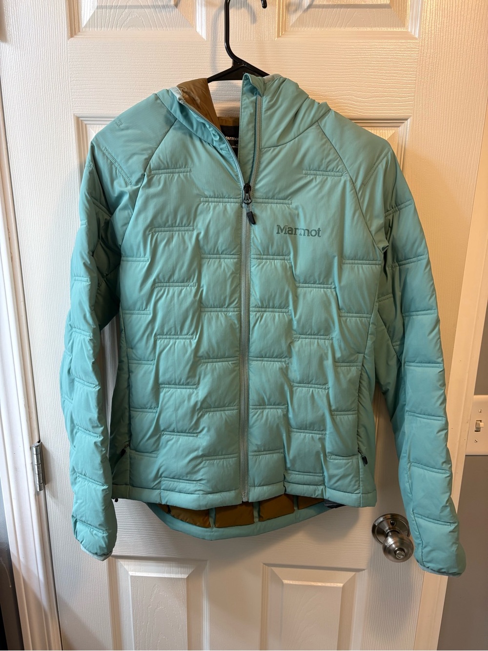 Marmot Light Teal Quilted Hooded Jacket